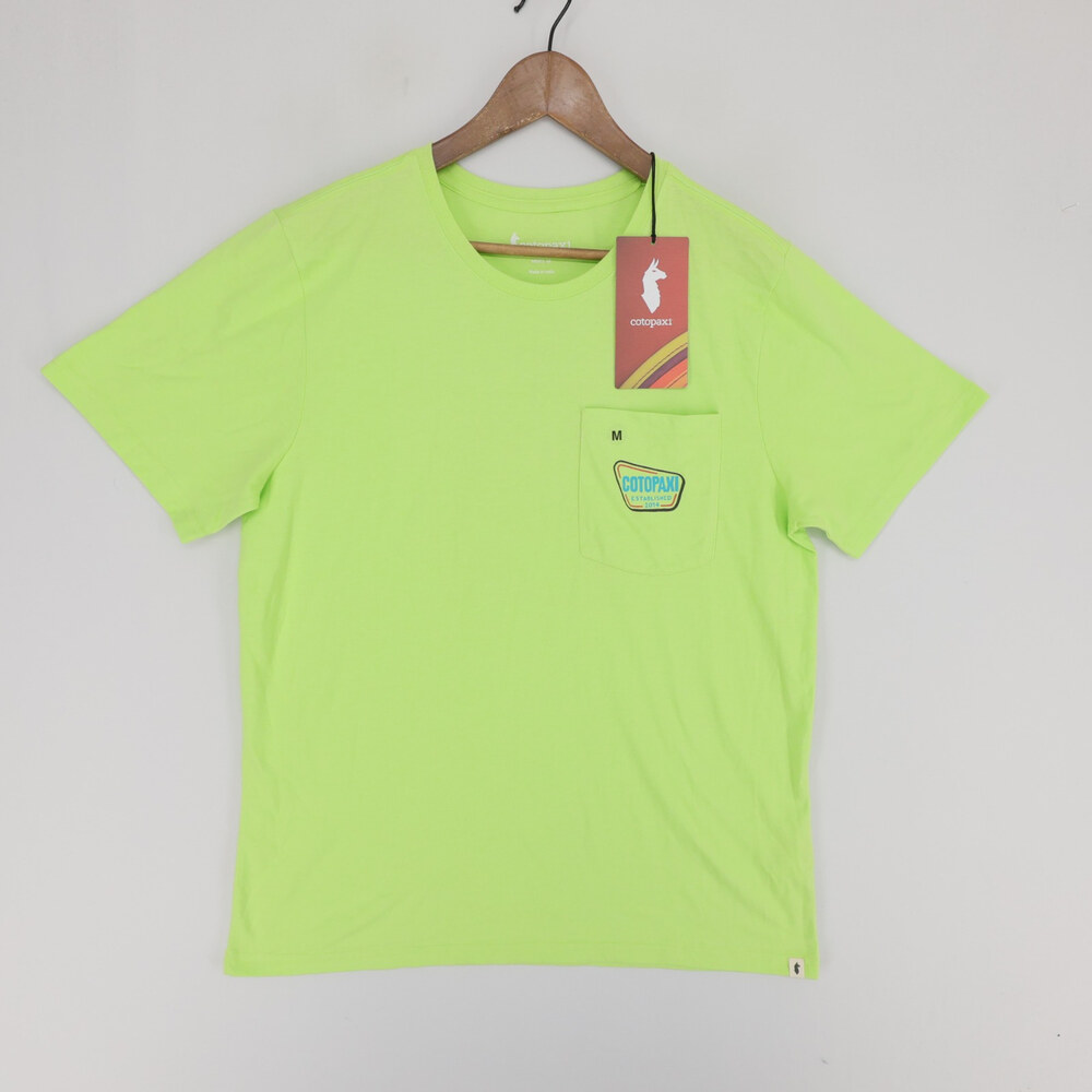 Cotopaxi Camp Life Pocket T Shirt Mens M Green Lime Graphic Short Sleeve Crew